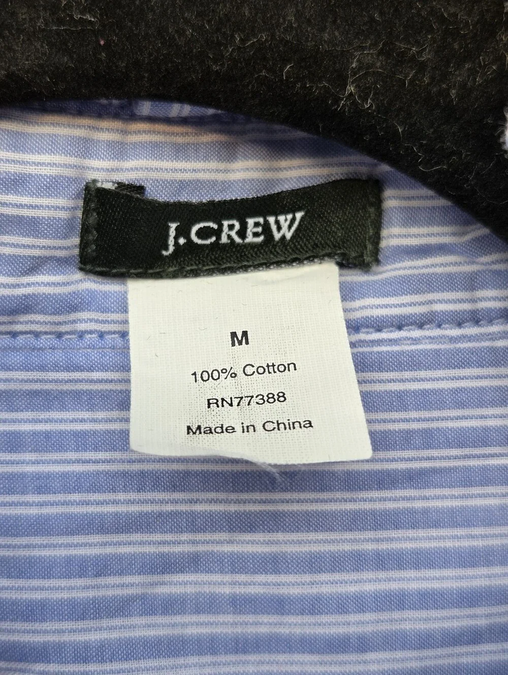 J. Crew Light Blue and White Striped Ruffle-Neck Button Shirt Womans Size M